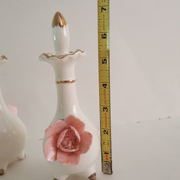 Vintage 3-Piece Porcelain Vanity Set 1950's **AS IS** - Picture 15 of 16